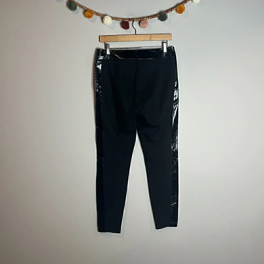 Anne Fontaine black faux leather accent Suzon pants